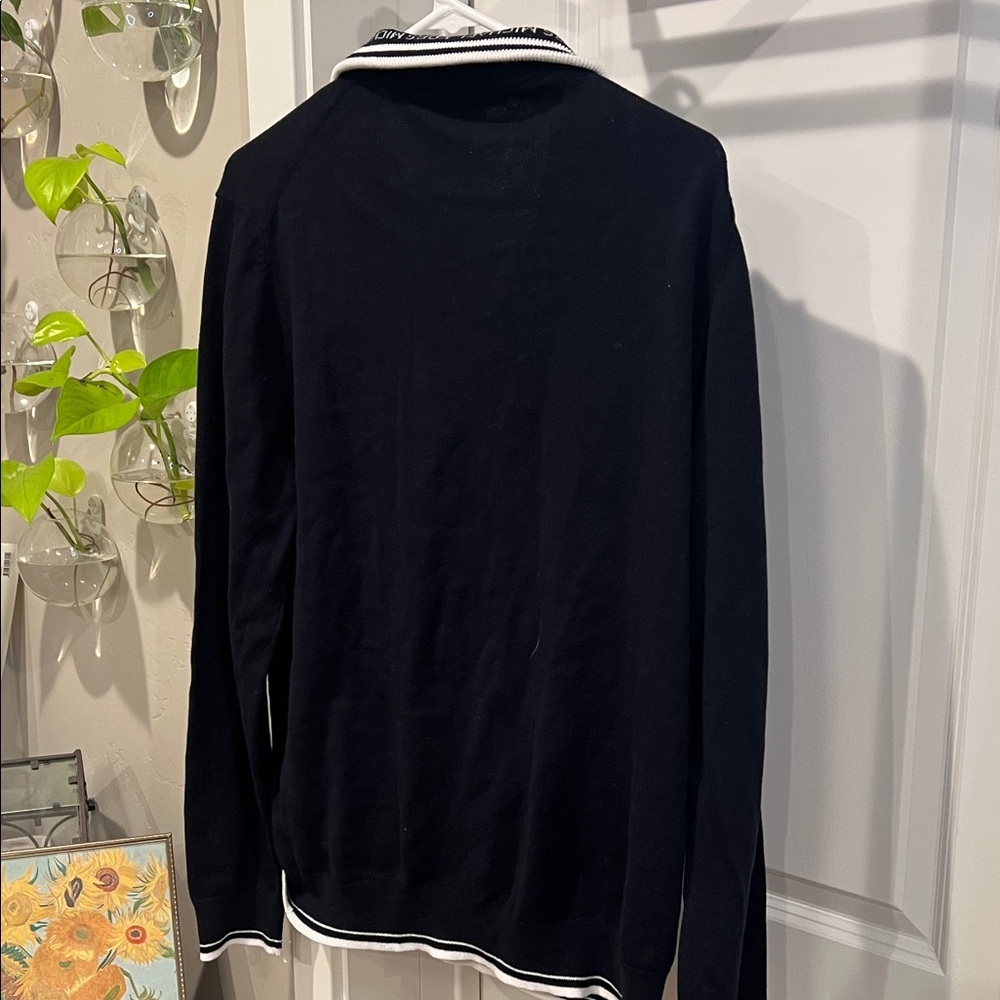 Michael Kors Navy and White Zip-Up Sweater - Picture 6 of 7
